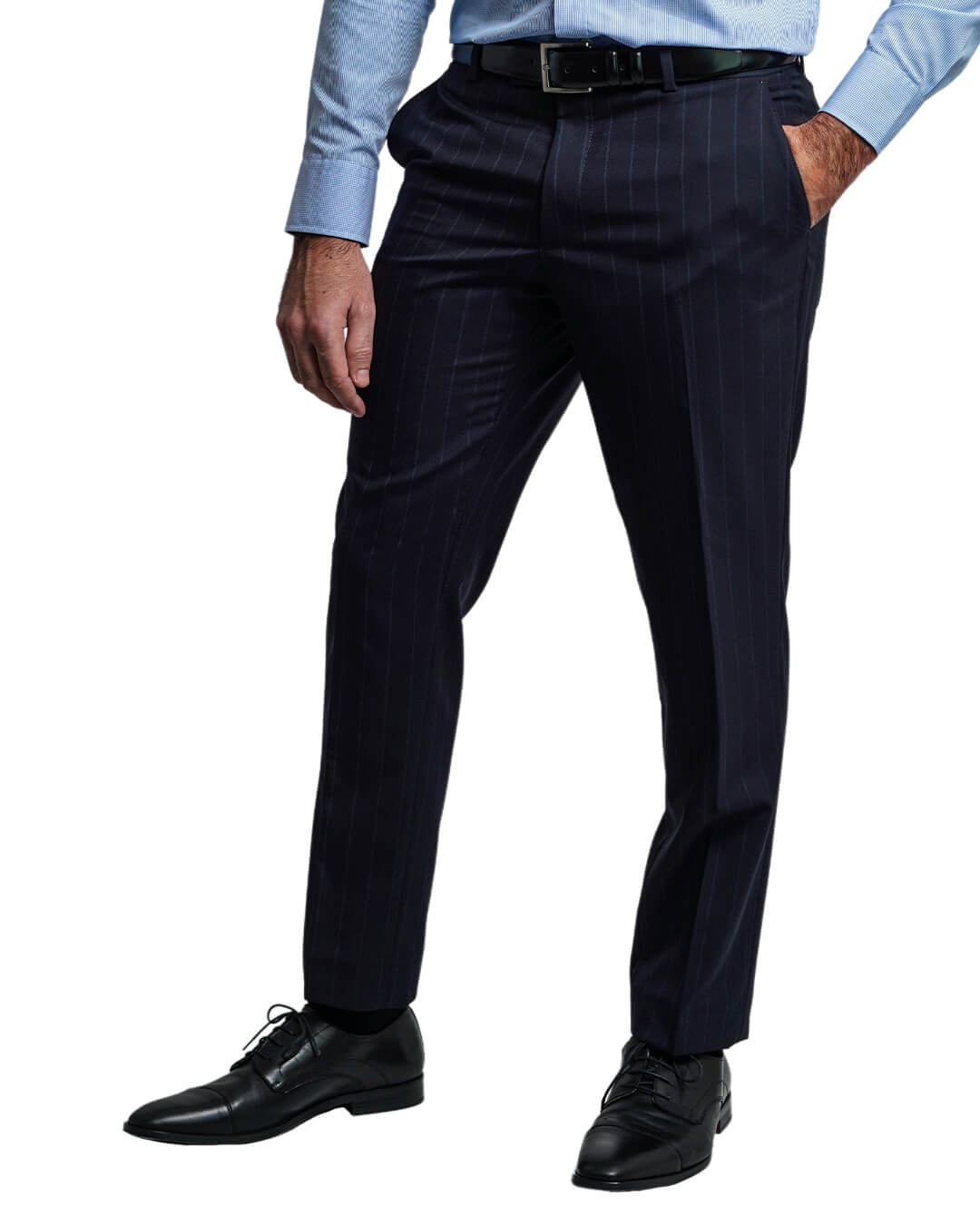 Navy Vitale Barberis Canonico Super 120s Tonal Wide Stripe Suit