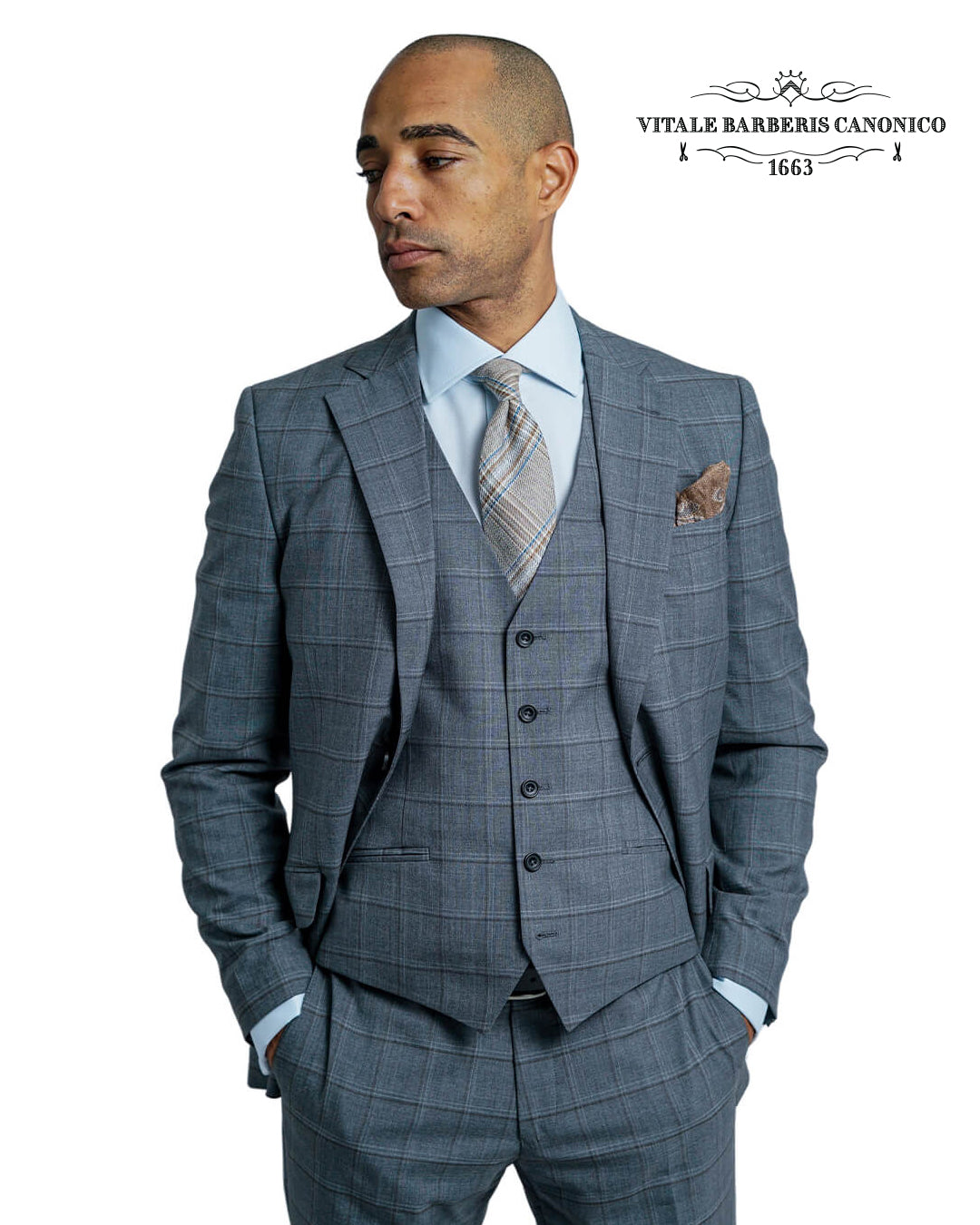 Grey Vitale Barberis Canonico Super 120s Check Suit