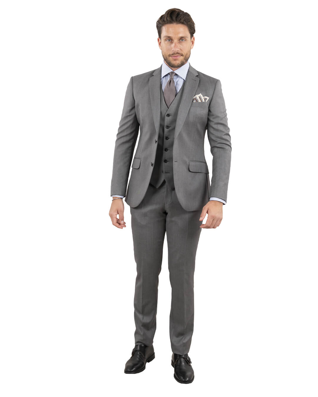 Lanificio F.lli Cerruti Grey Herringbone Suit Jacket