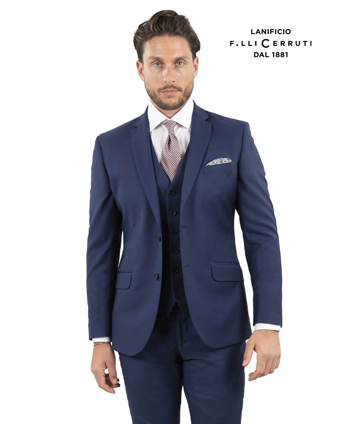 Lanificio F.lli Cerruti Blue Herringbone Suit Jacket