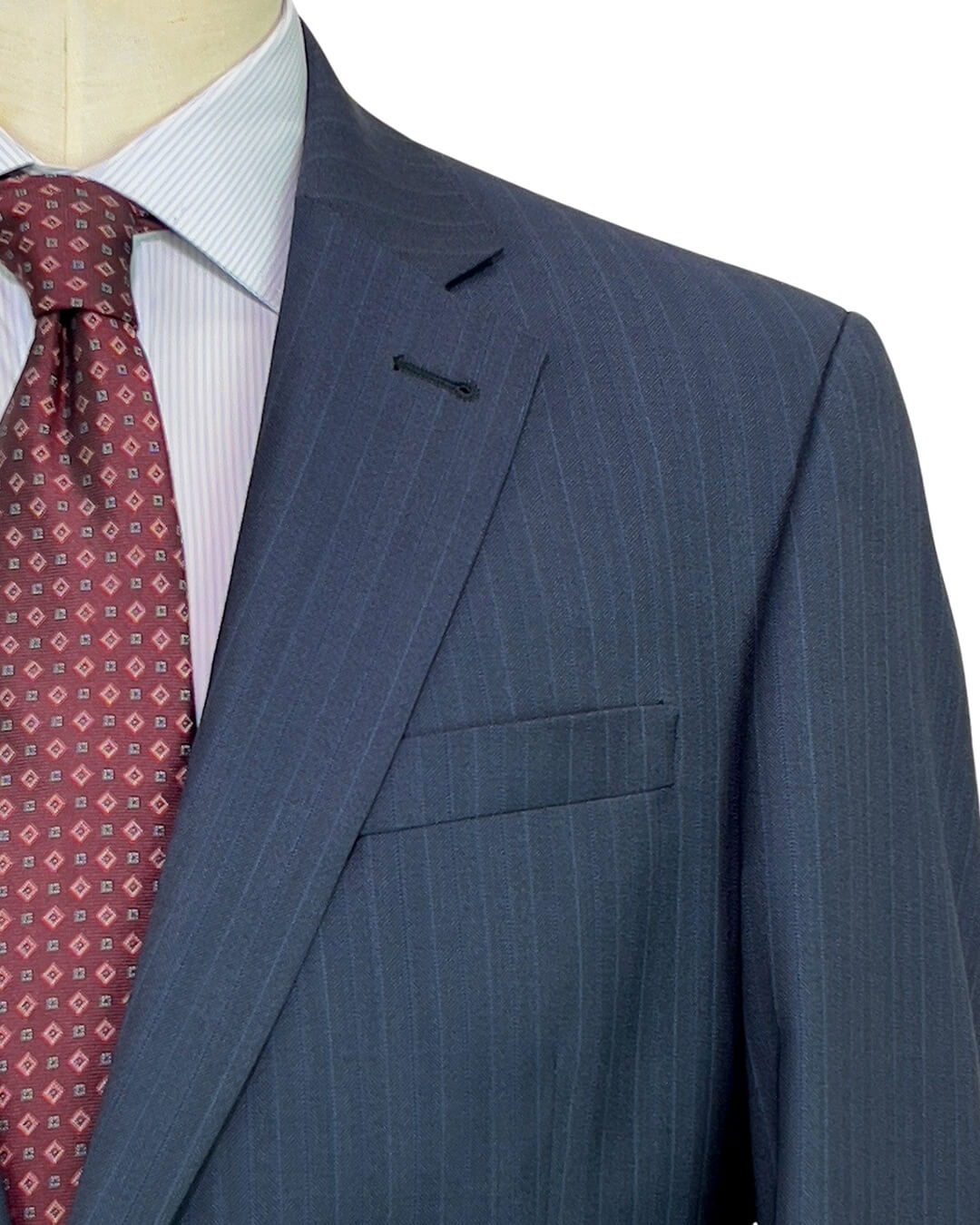 Navy Striped Chevron Lanificio F. Lli Cerruti Suit