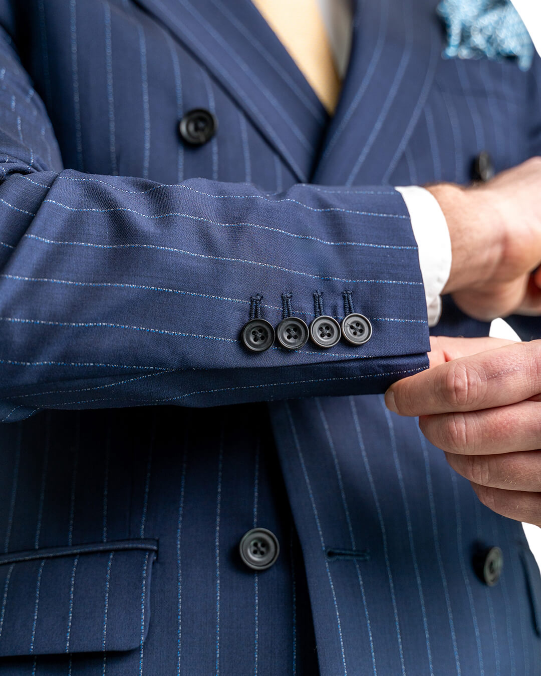 Navy Lanificio F. Lli Cerruti Double Breasted Mouline Stripe Suit