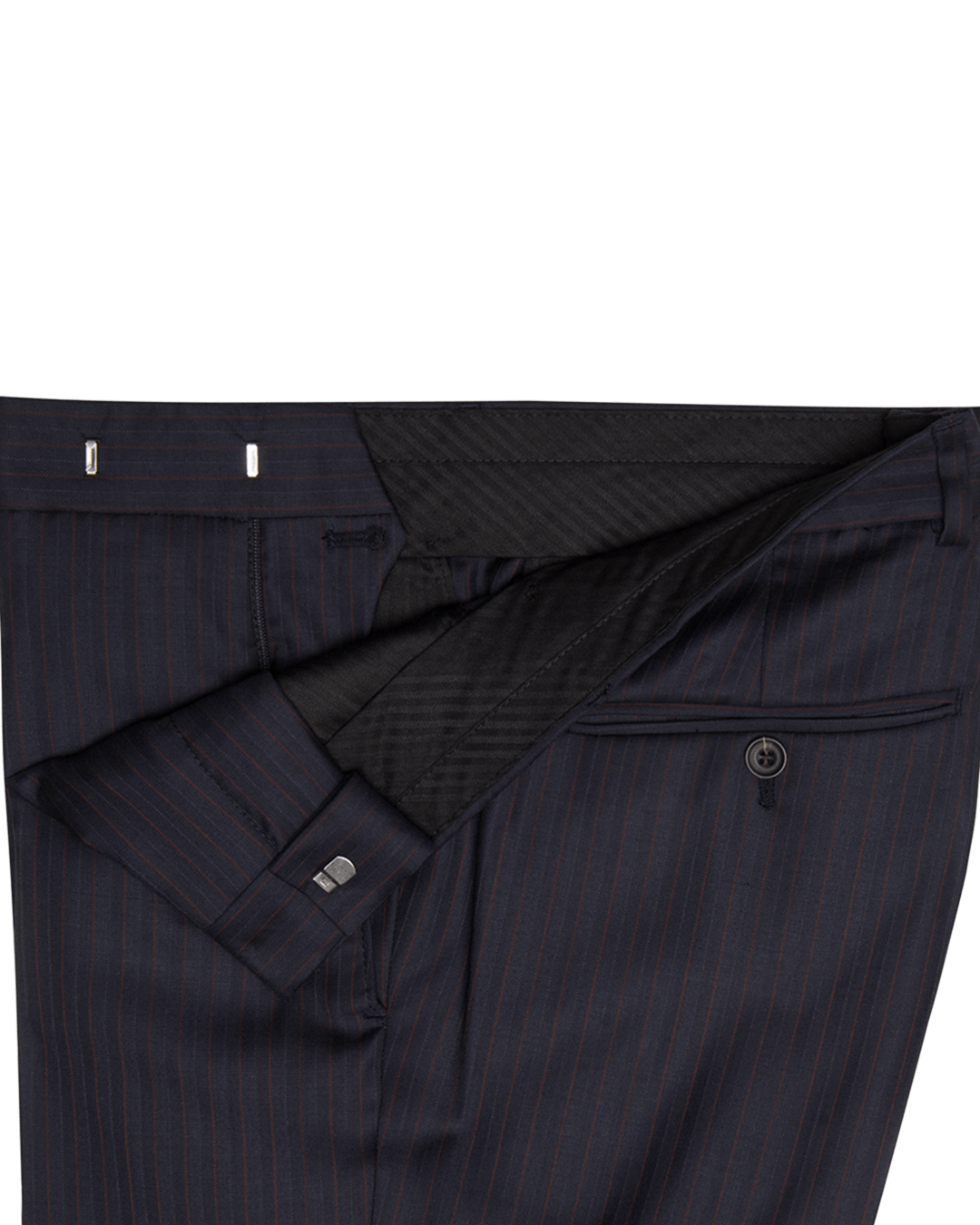 Lanificio F.lli Cerruti Navy & Burgundy Herringbone Stripe Two-Piece Suit