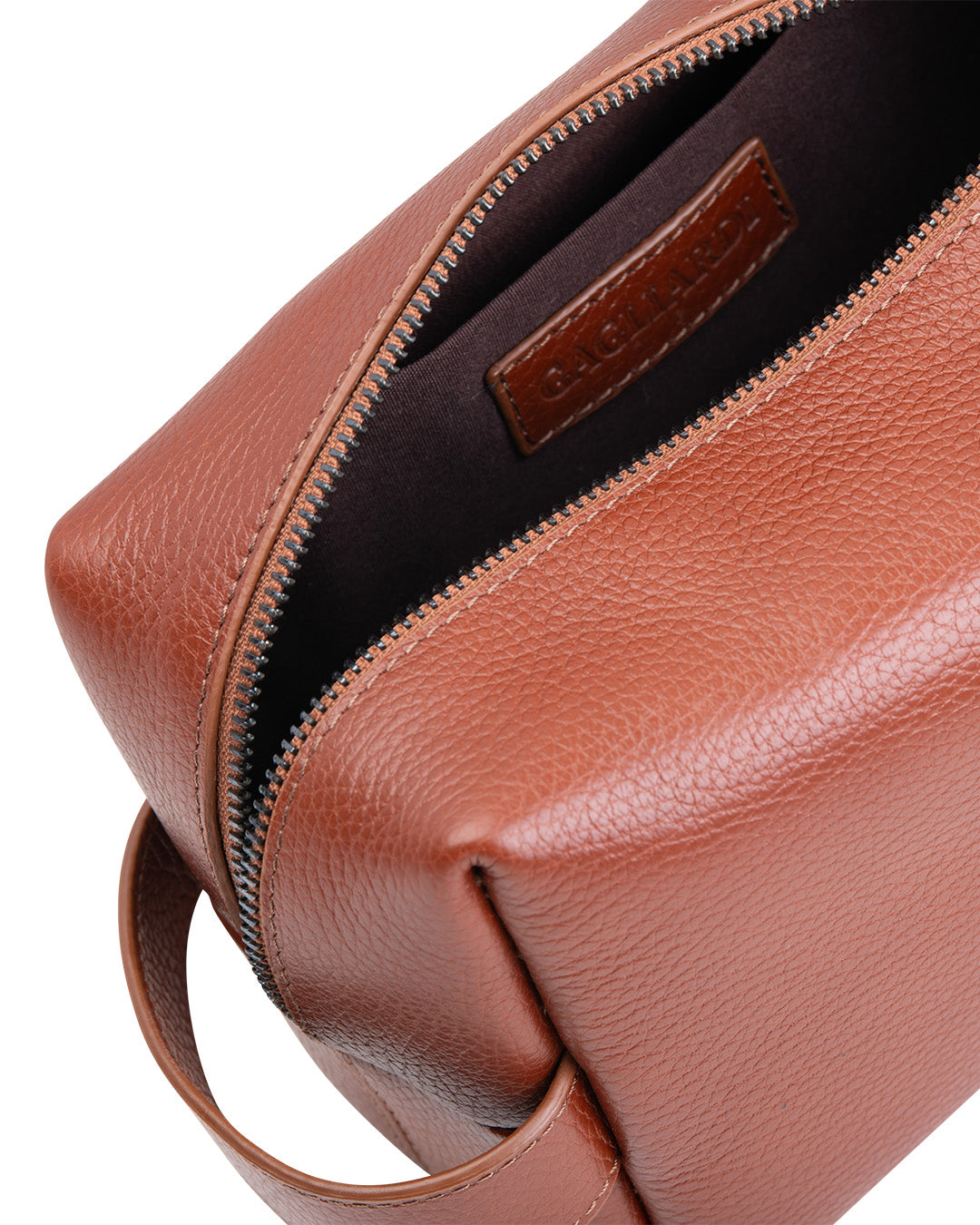 Tan Scotch Grain Leather Wash Bag