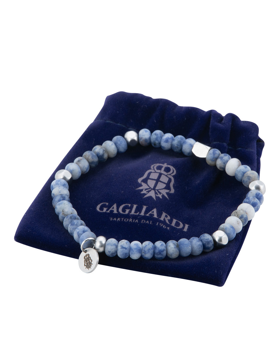 Blue Jasper Stone Bead Bracelet With Charm