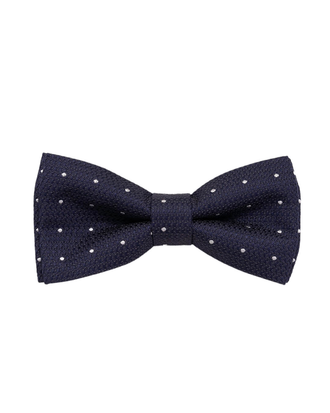 Navy Textured Spot Italian Silk Bow Tie