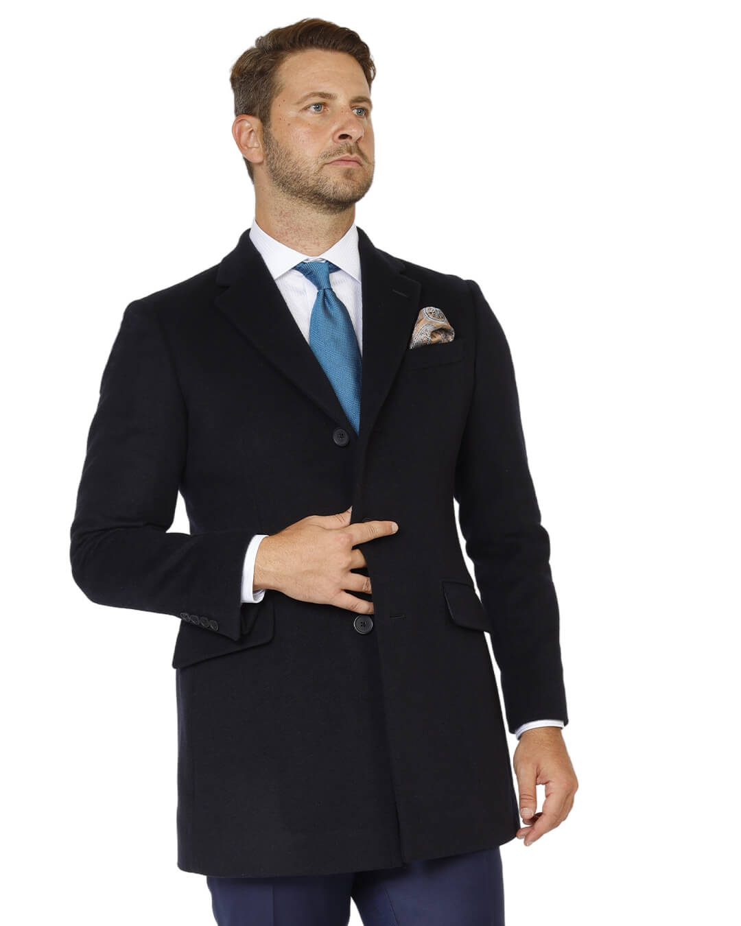 Gagliardi Navy Wool Blend Overcoat
