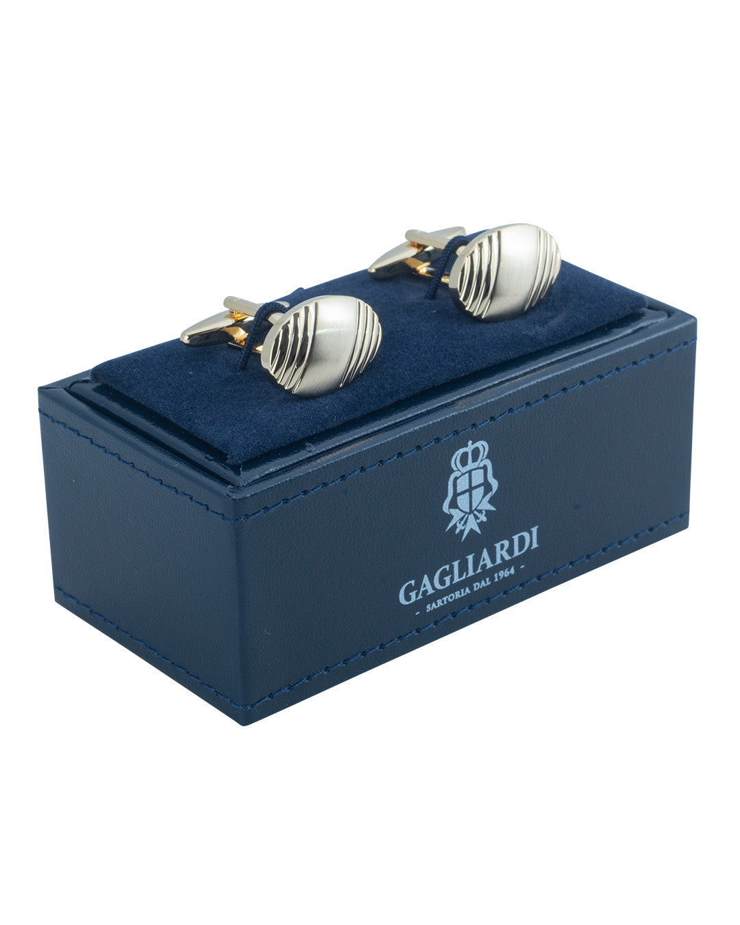 Gold Oval Ribbed Cufflinks