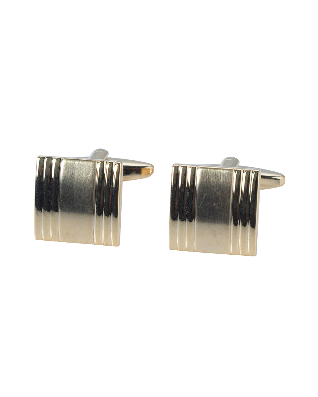 Gold Square Ribbed Cufflinks