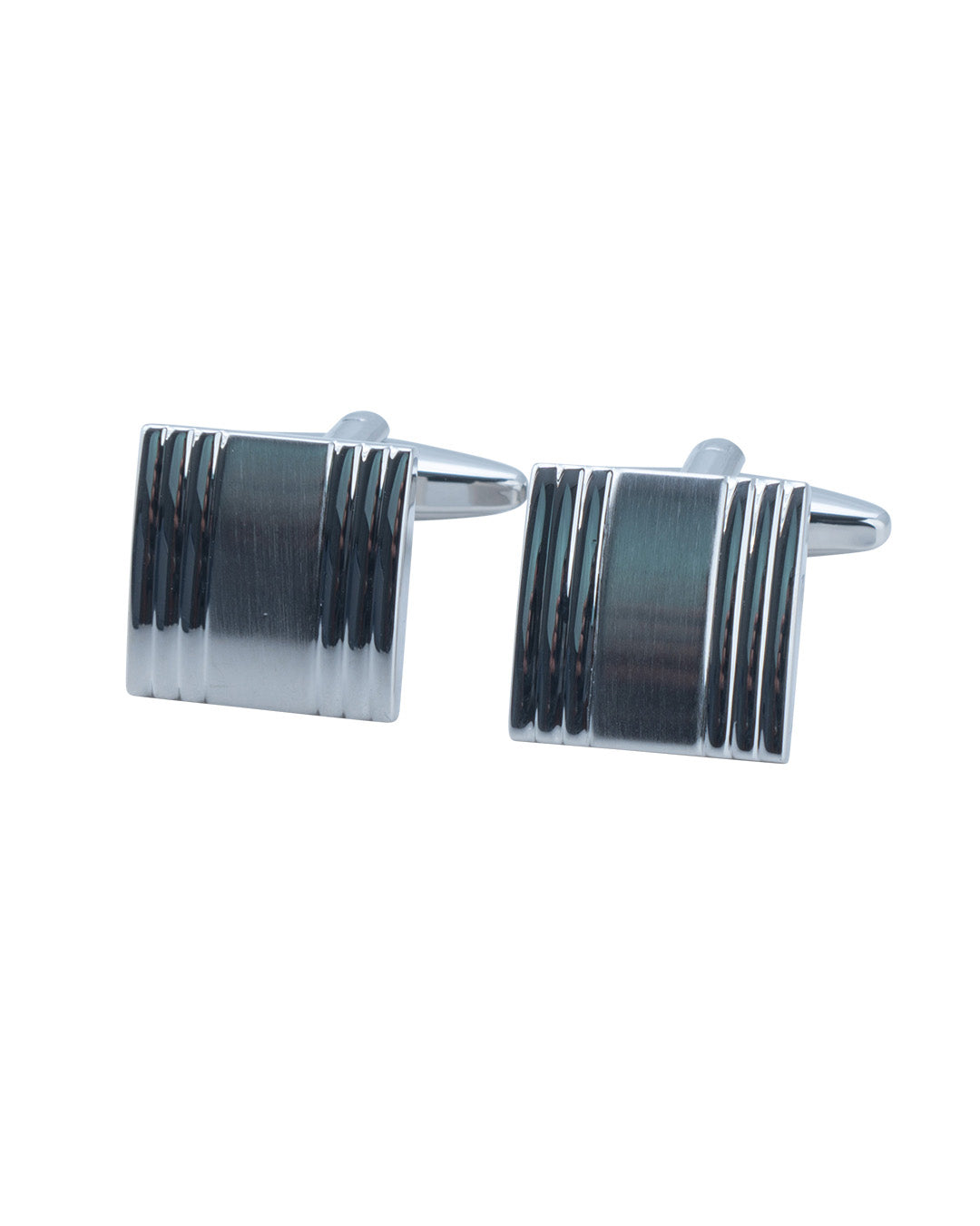 Silver Square Ribbed Cufflinks