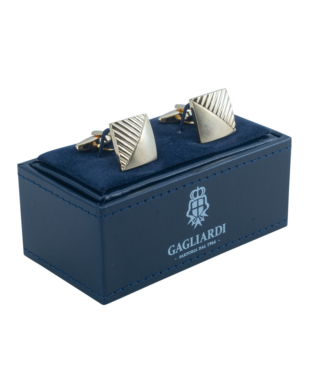 Gold Square Ribbed Corner Cufflinks