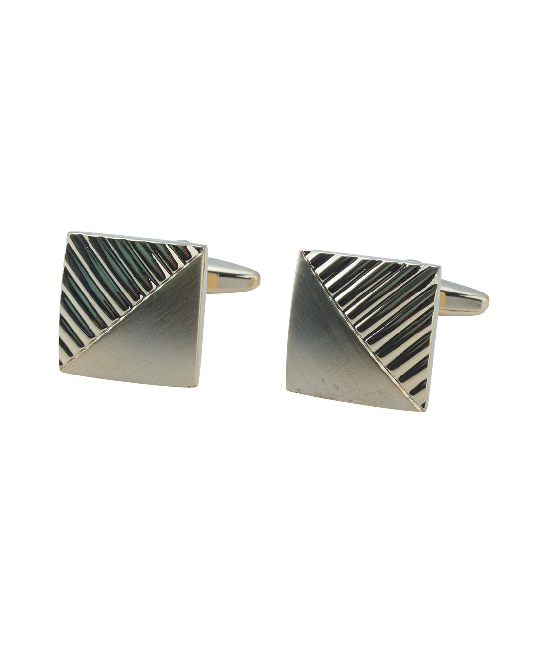 Gold Square Ribbed Corner Cufflinks