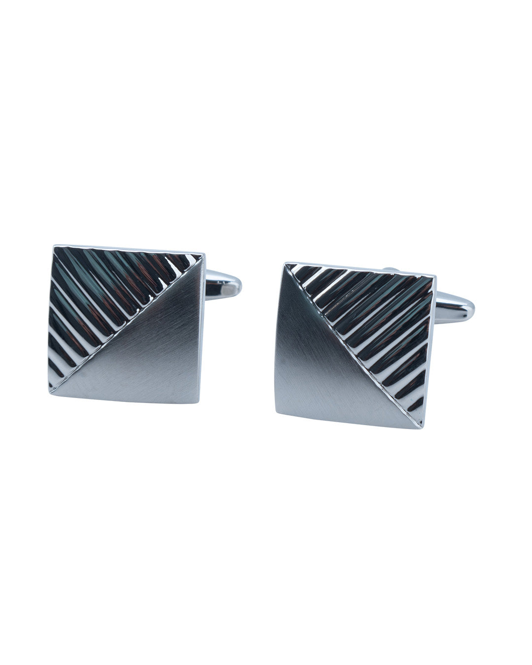 Silver Square Ribbed Corner Cufflinks