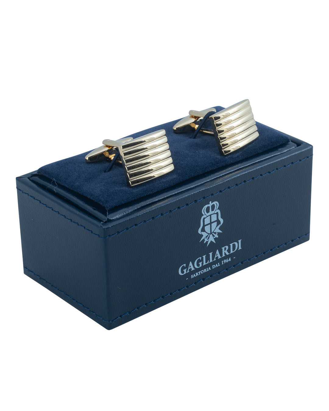 Gold Rectangular Ribbed Cufflinks