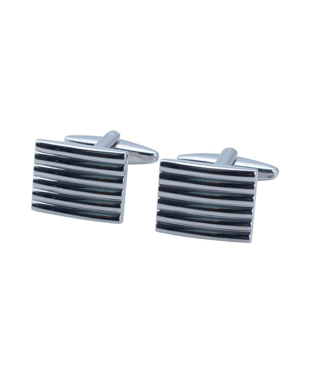 Silver Rectangular Ribbed Cufflinks