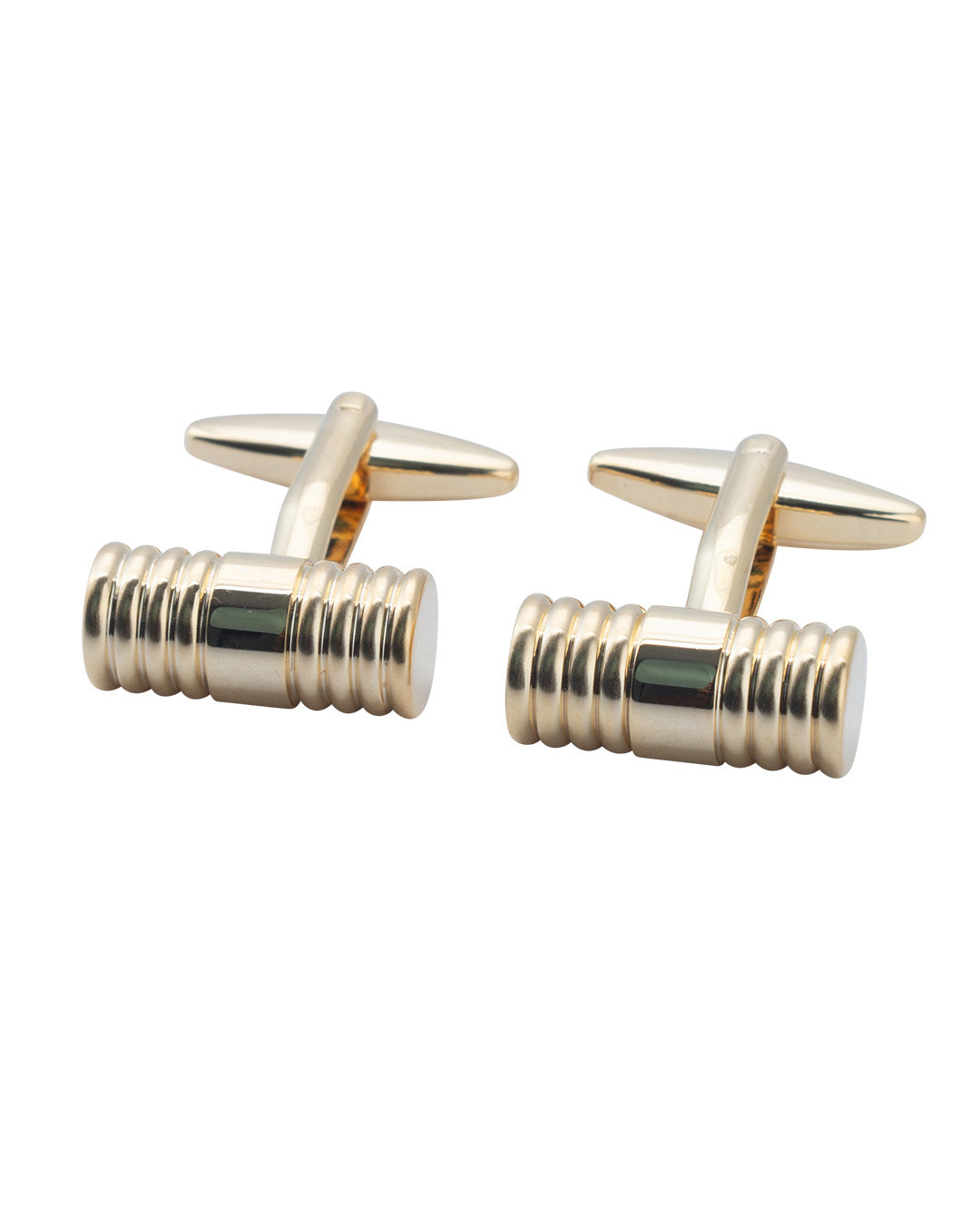 Gold Ribbed Barrel Cufflinks