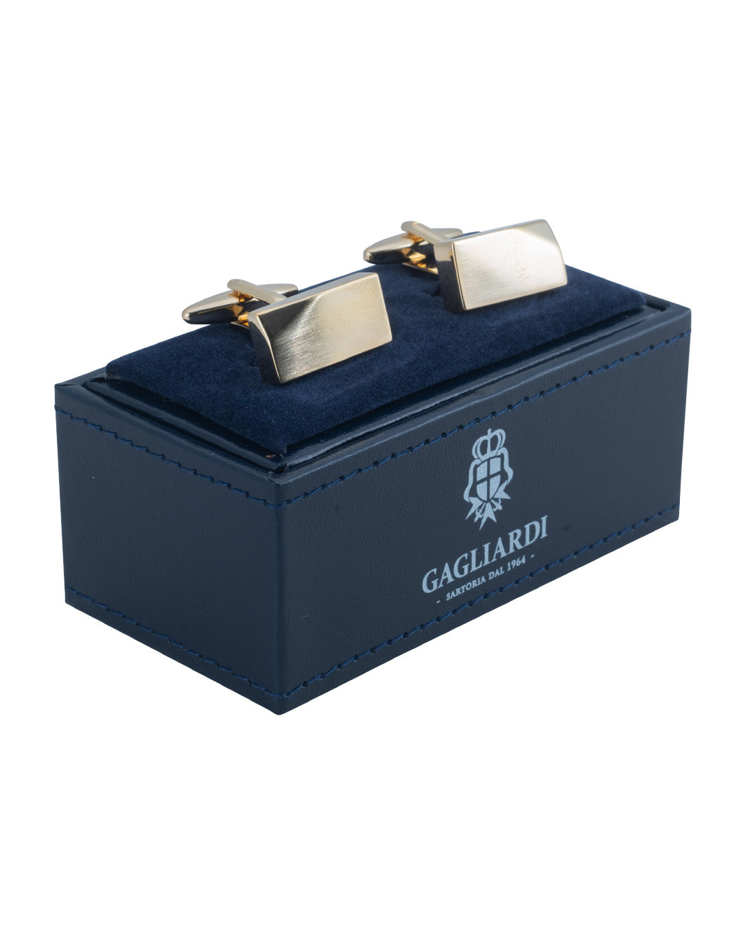 Brushed Gold Rectangular Angled Corner Cufflinks