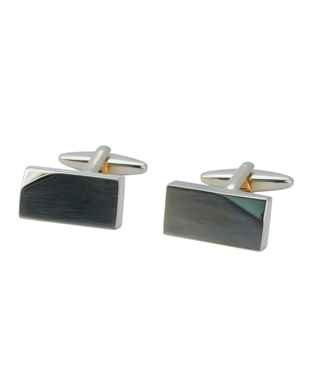 Brushed Gold Rectangular Angled Corner Cufflinks