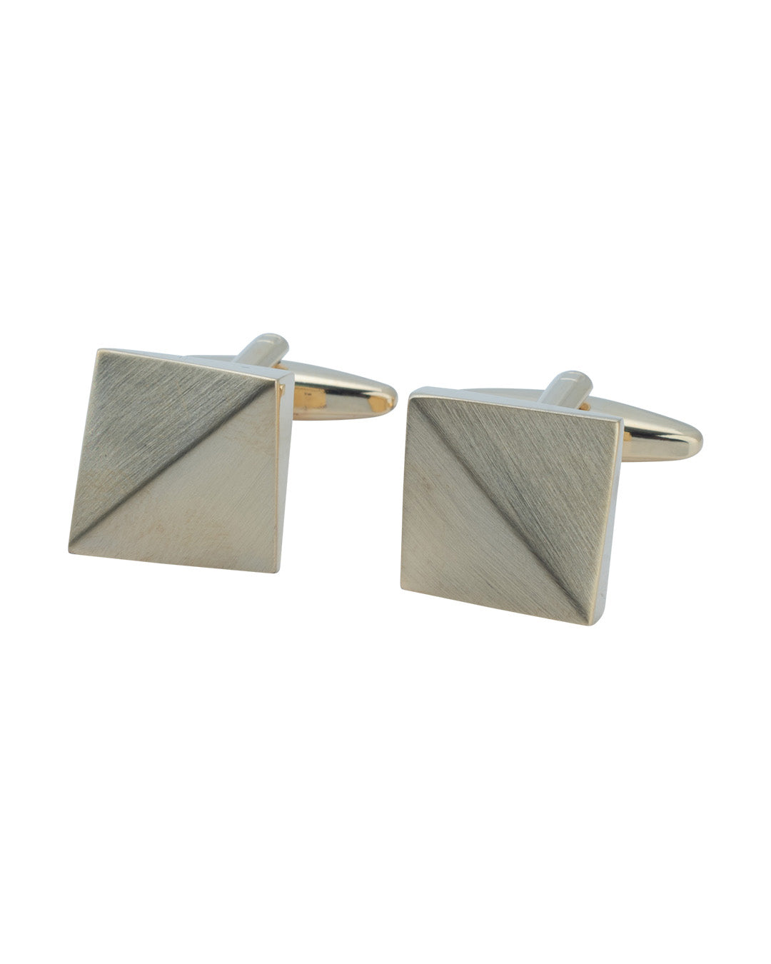 Brushed Gold Square Angled Corner Cufflinks