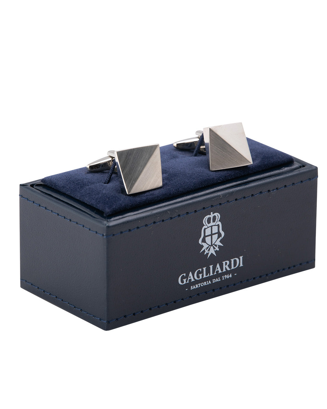 Brushed Silver Square Angled Corner Cufflinks