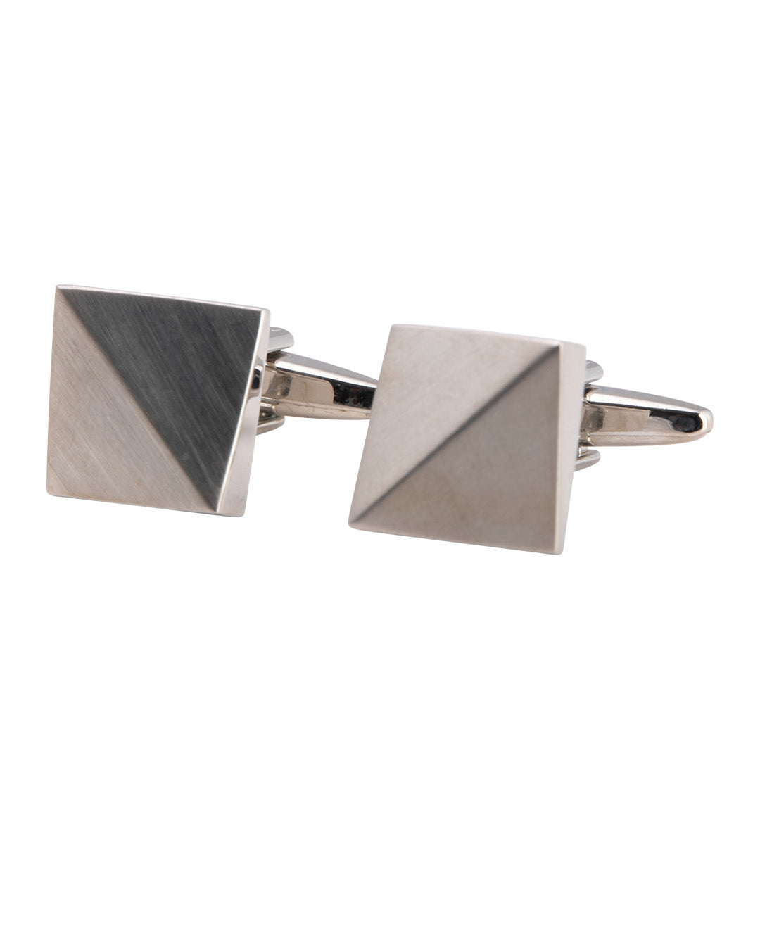 Brushed Silver Square Angled Corner Cufflinks