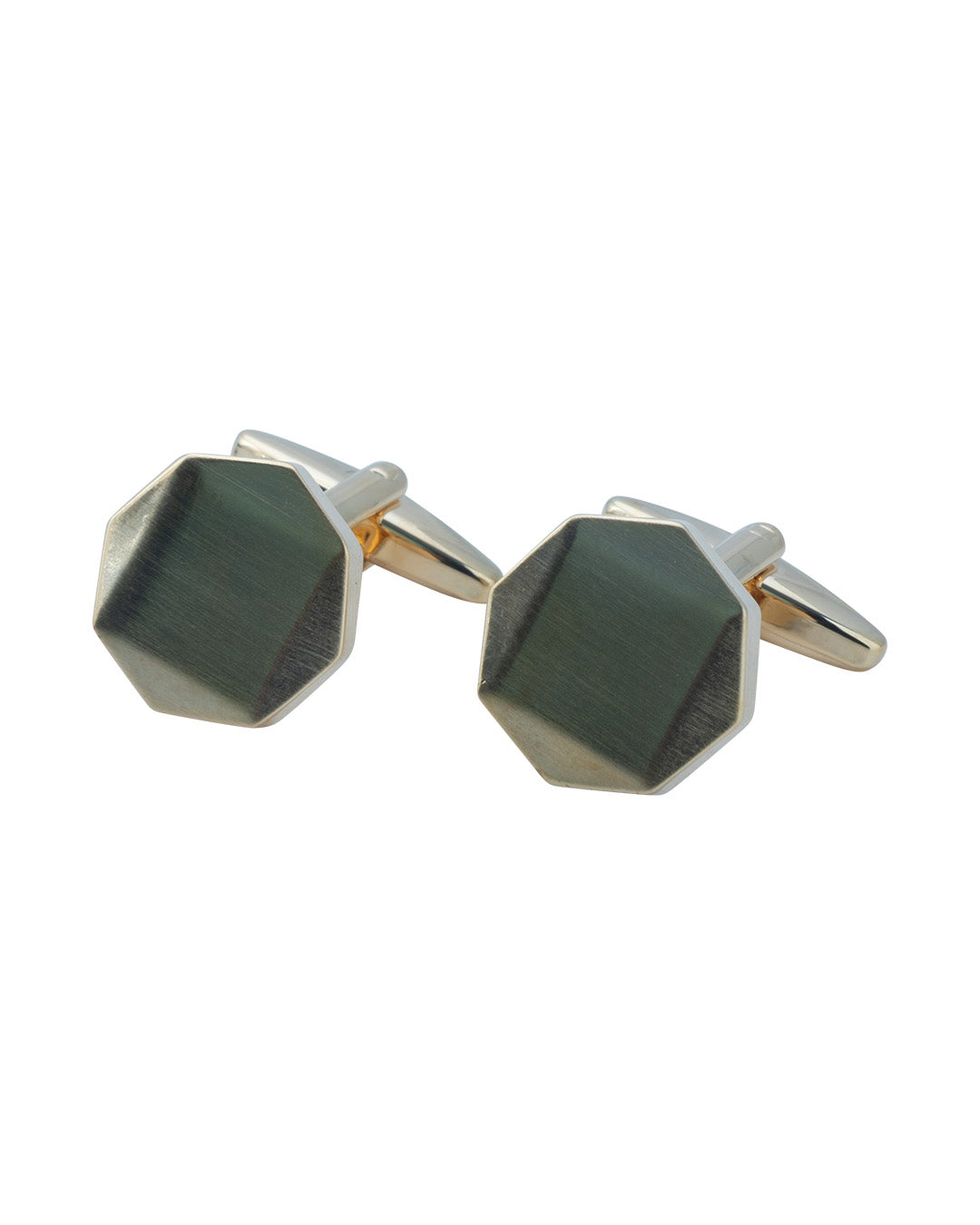 Brushed Gold Octagonal Cufflinks