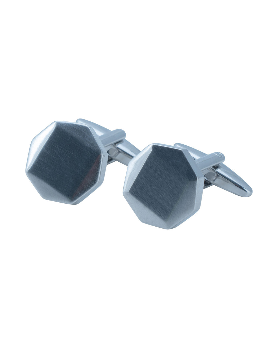 Brushed Silver Octagonal Cufflinks