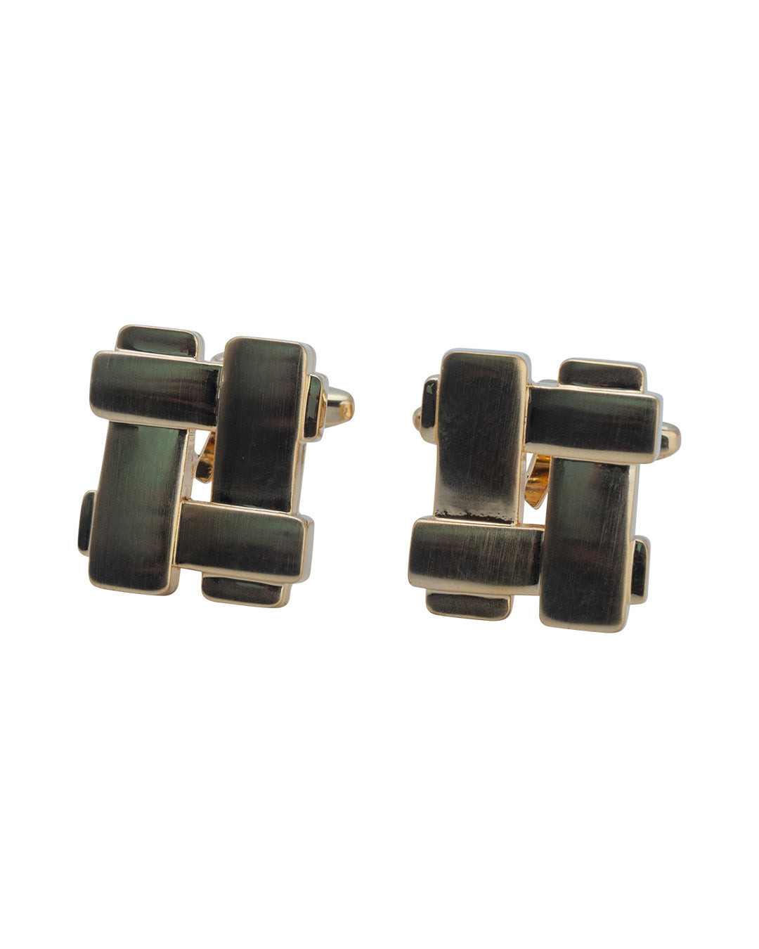 Brushed Gold Lattice Cufflinks