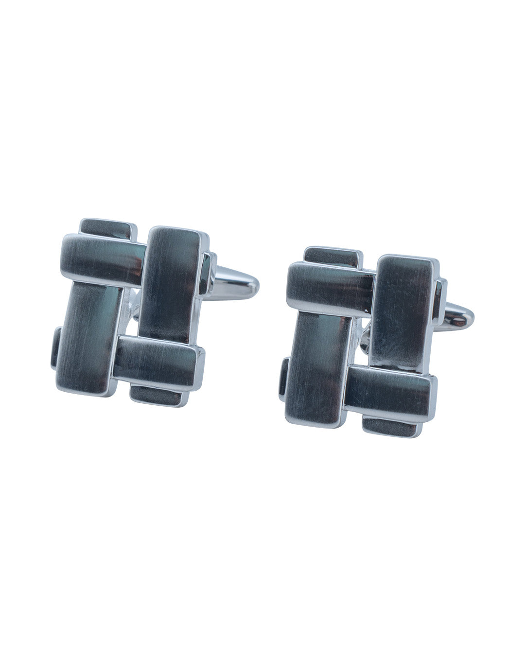 Brushed Silver Lattice Cufflinks