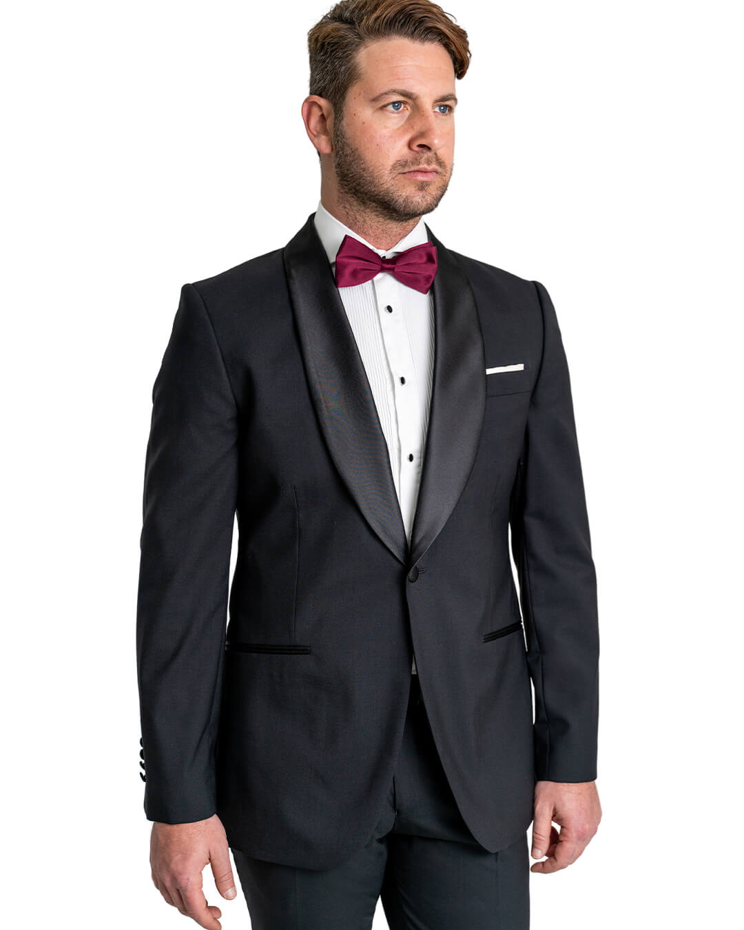 Black Wool Stretch Shawl Collar Tuxedo Jacket | Gagliardi