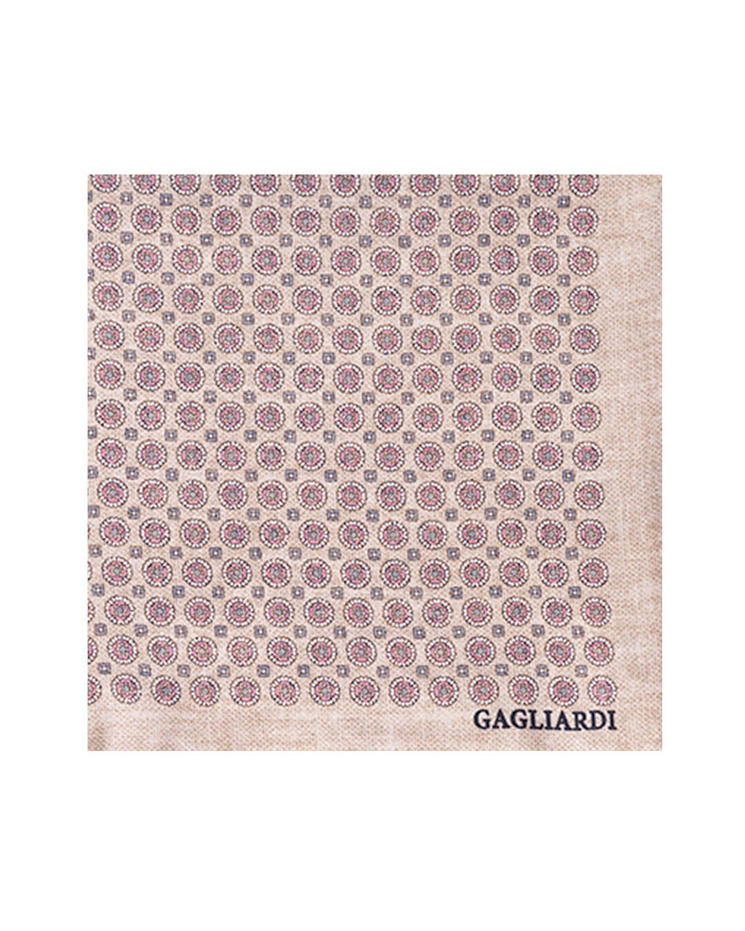 Beige Medallions Italian Silk Pocket Square