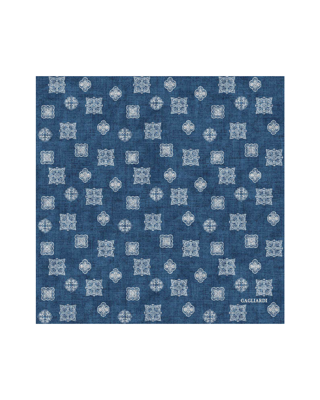Gagliardi Blue Pocket Square Italian Silk Twill Medallions