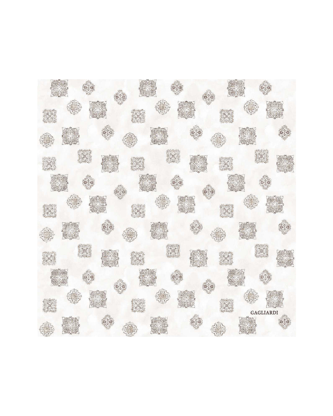 Gagliardi Ivory Pocket Square Italian Silk Twill Medallions