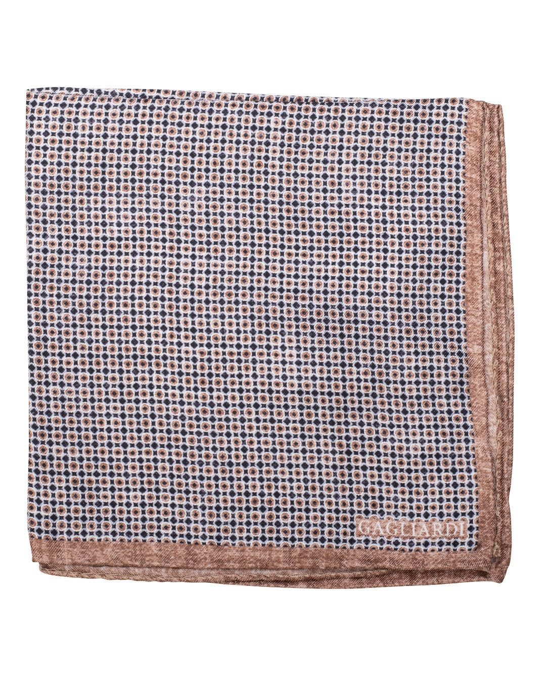 Beige Discs Print Italian Silk Pocket Square