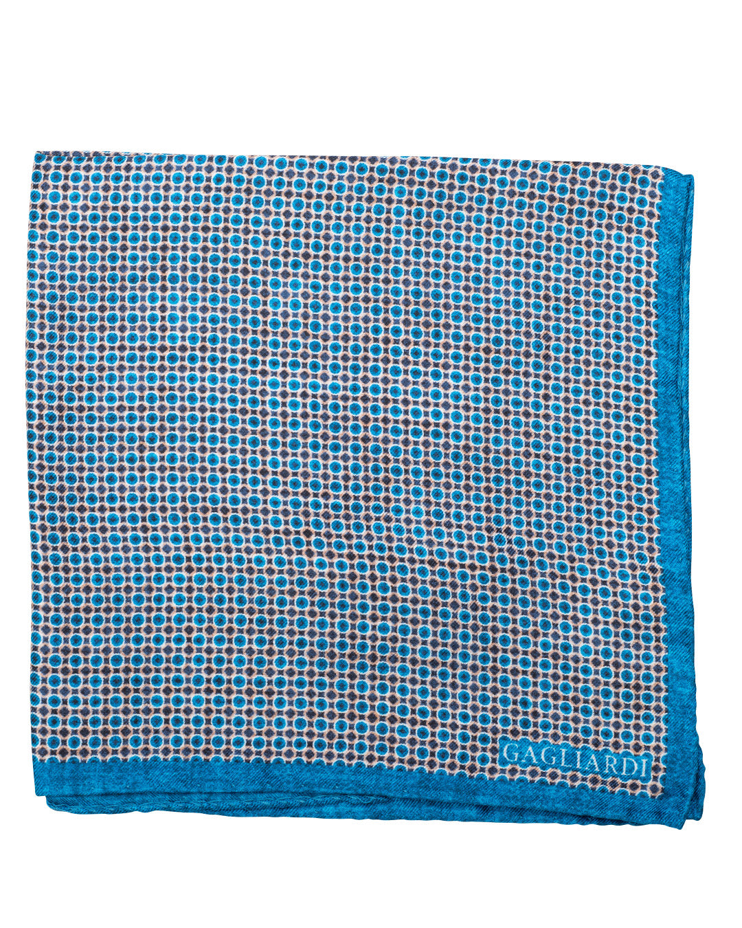 Blue Discs Print Italian Silk Pocket Square