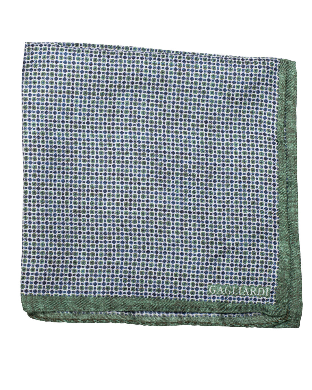 Green Discs Print Italian Silk Pocket Square