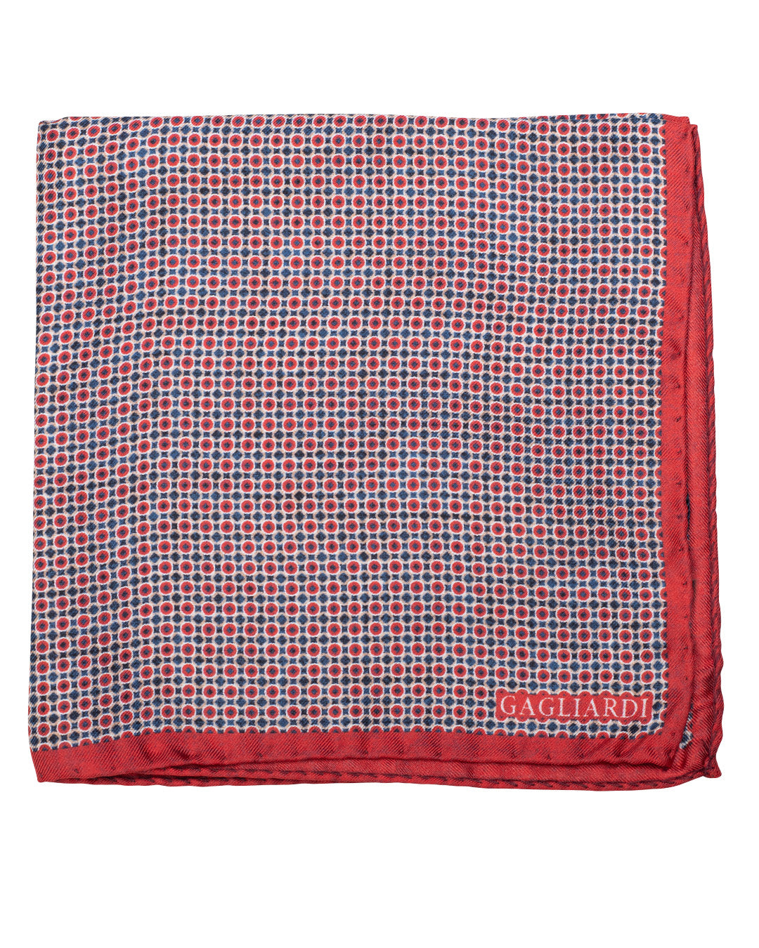 Red Discs Print Italian Silk Pocket Square