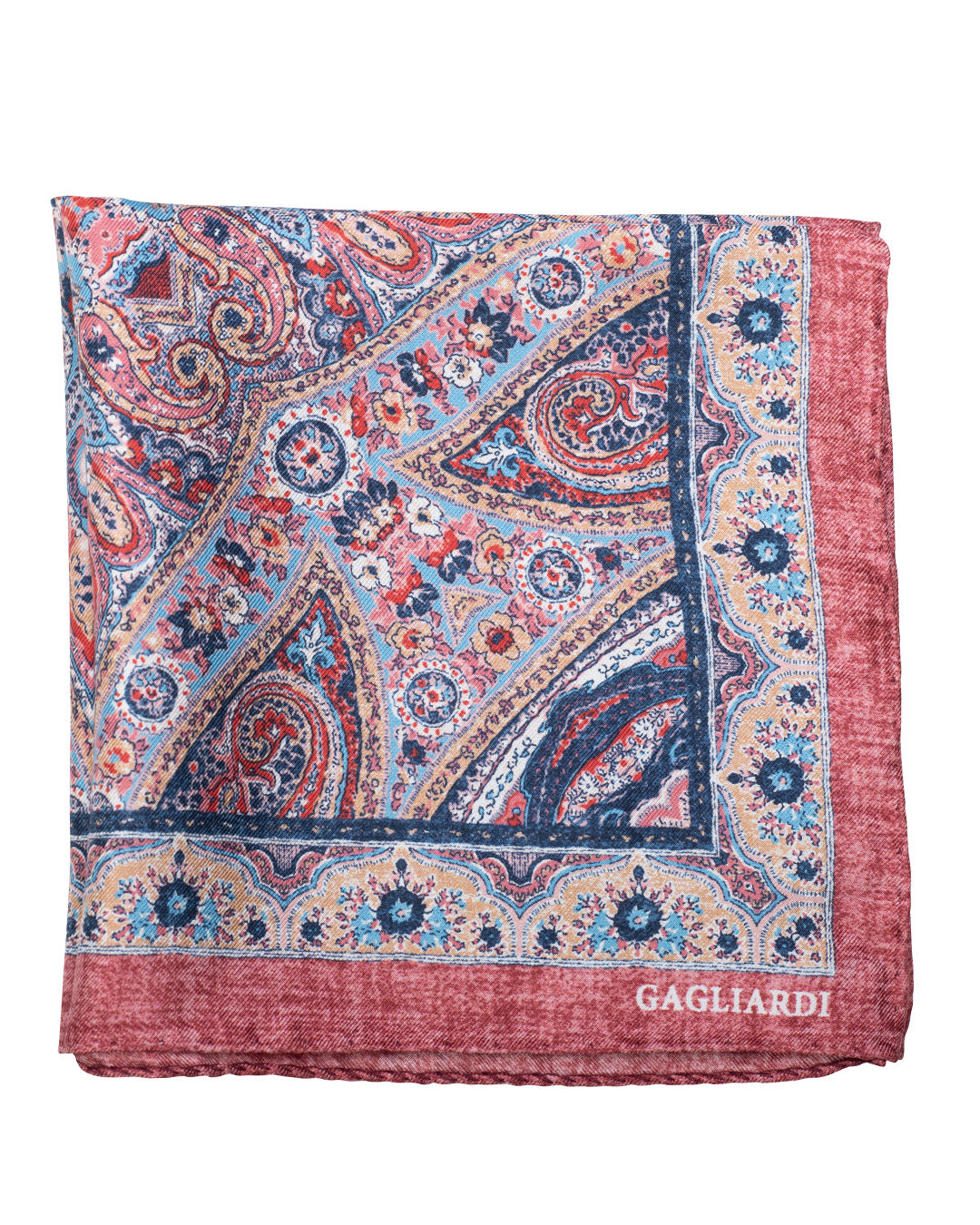 Pink Rich Paisley Print Italian Silk Pocket Square