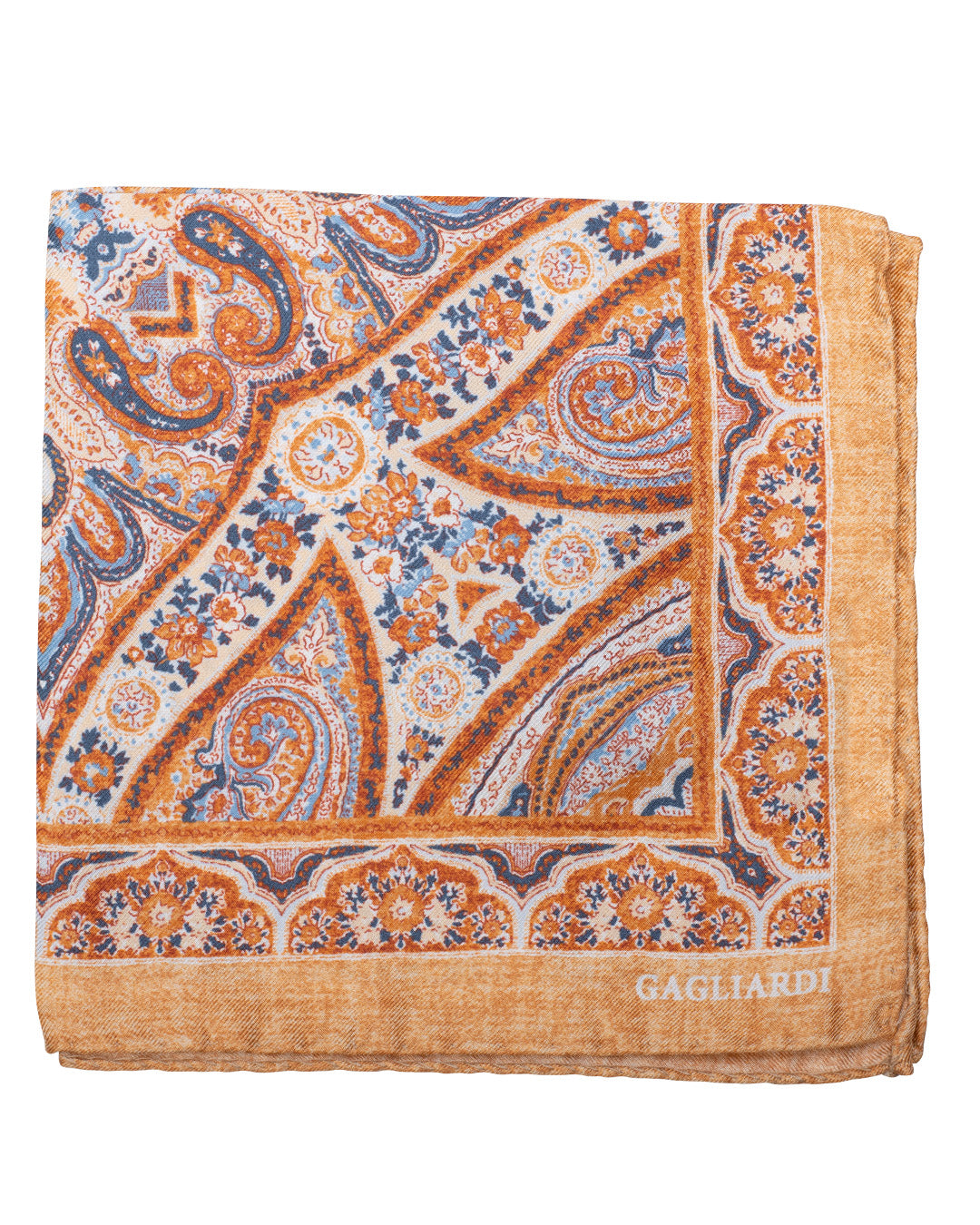 Yellow Rich Paisley Print Italian Silk Pocket Square
