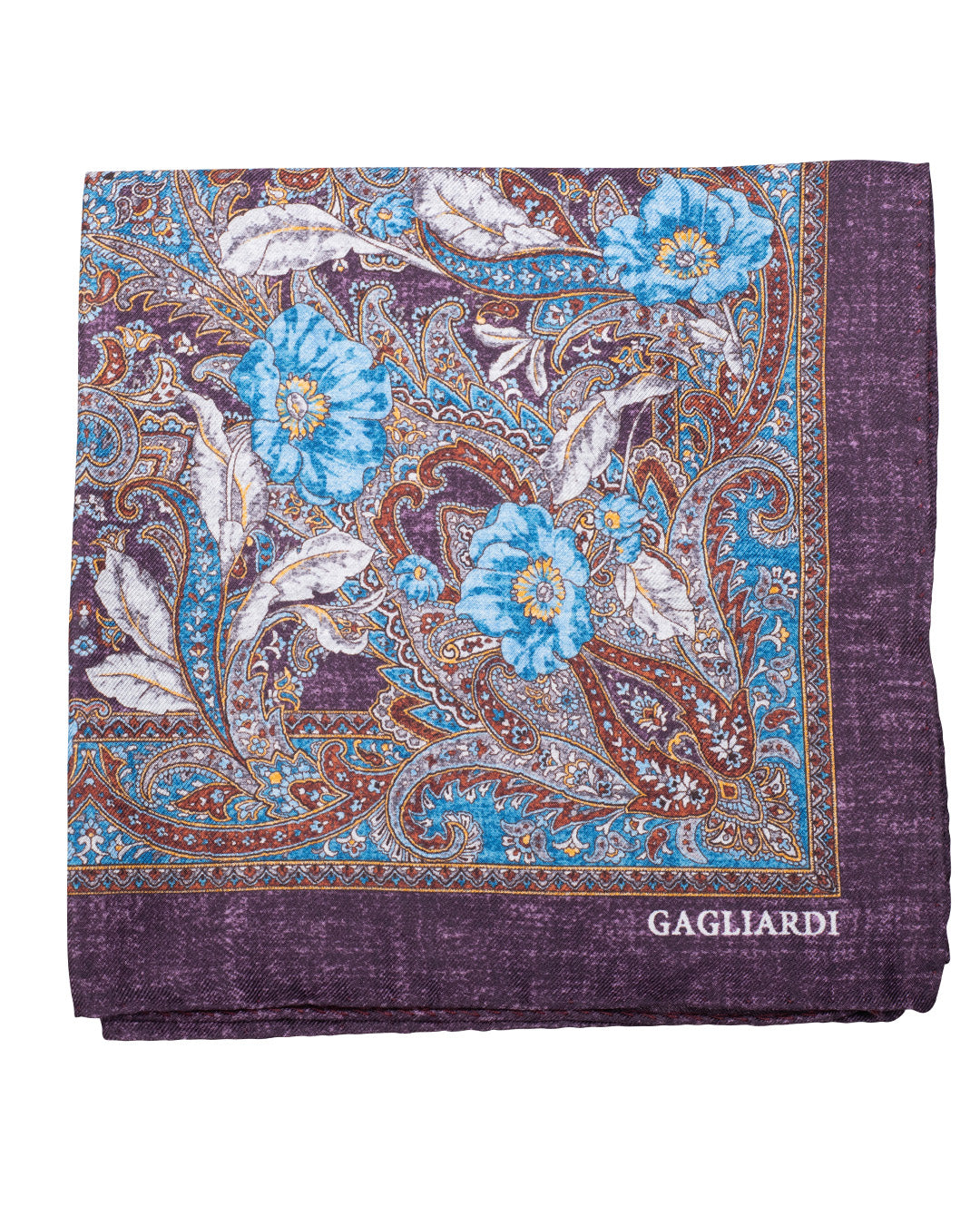 Purple Rich Floral Print Italian Silk Pocket Square