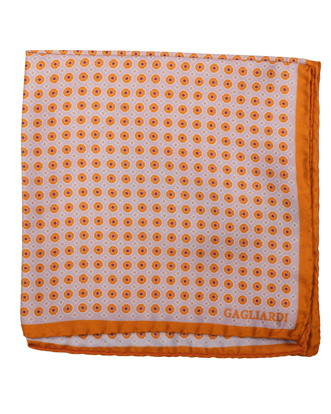 Orange Circles & Diamonds Print Italian Silk Pocket Square