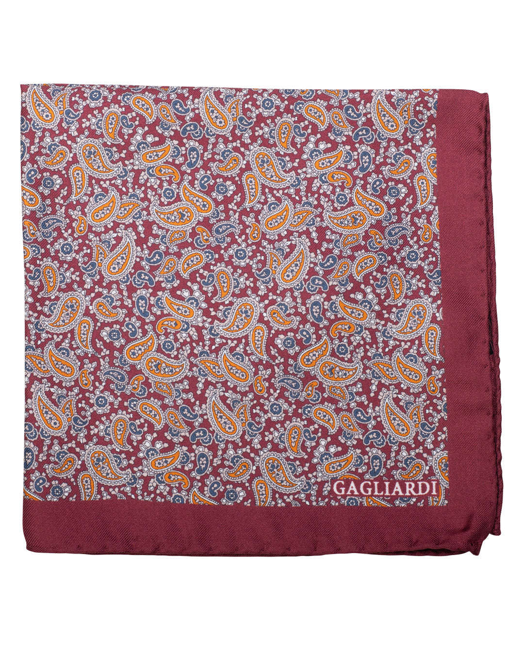Red Paisley Print Italian Silk Pocket Square