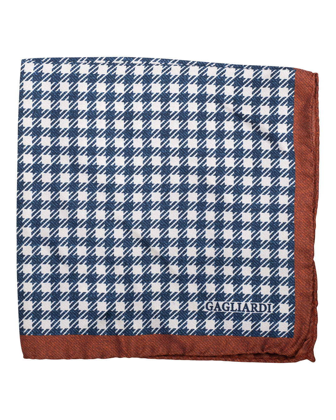 Navy Houndstooth Print Italian Silk Pocket Square