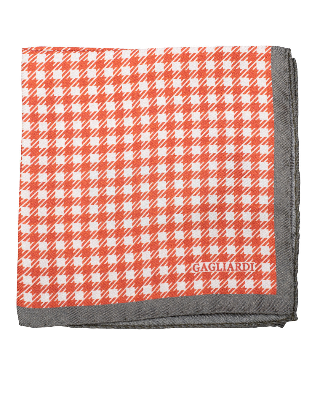 Orange Houndstooth Print Italian Silk Pocket Square