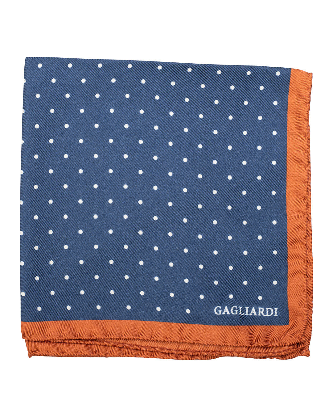 Navy Polka Dot Print Italian Silk Pocket Square