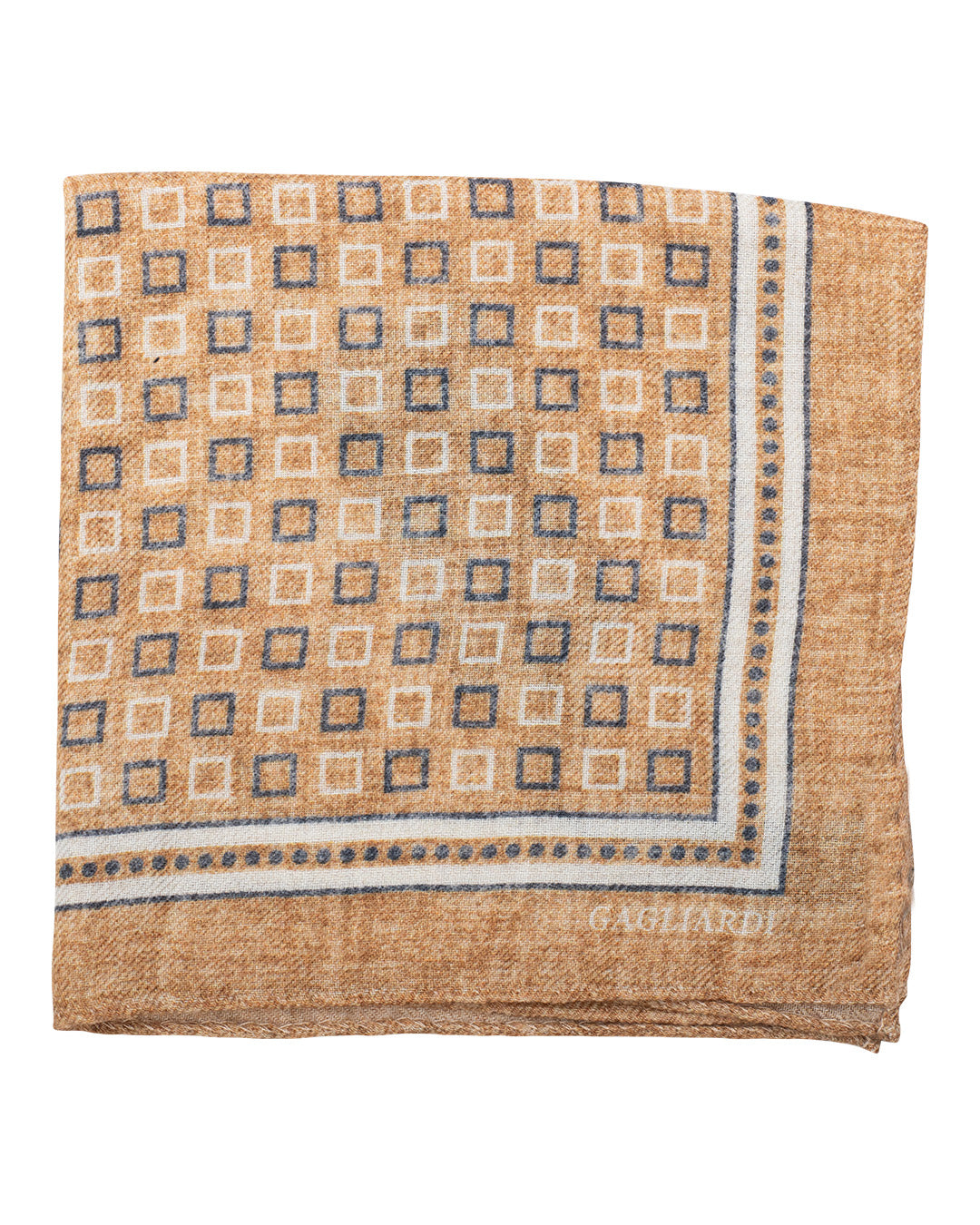 Gold Squares Print Italian Wool Flannel Pocket Square