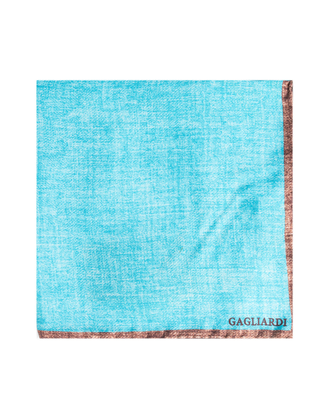 Blue Melange Contrast Border Italian Silk Pocket Square