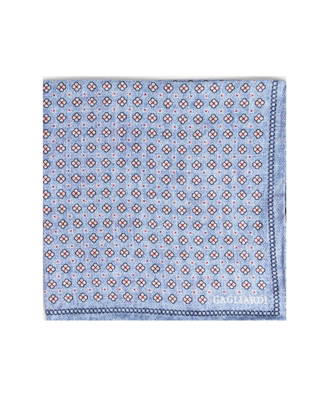 Blue Small Floral Italian Silk Double Sided Pocket Square