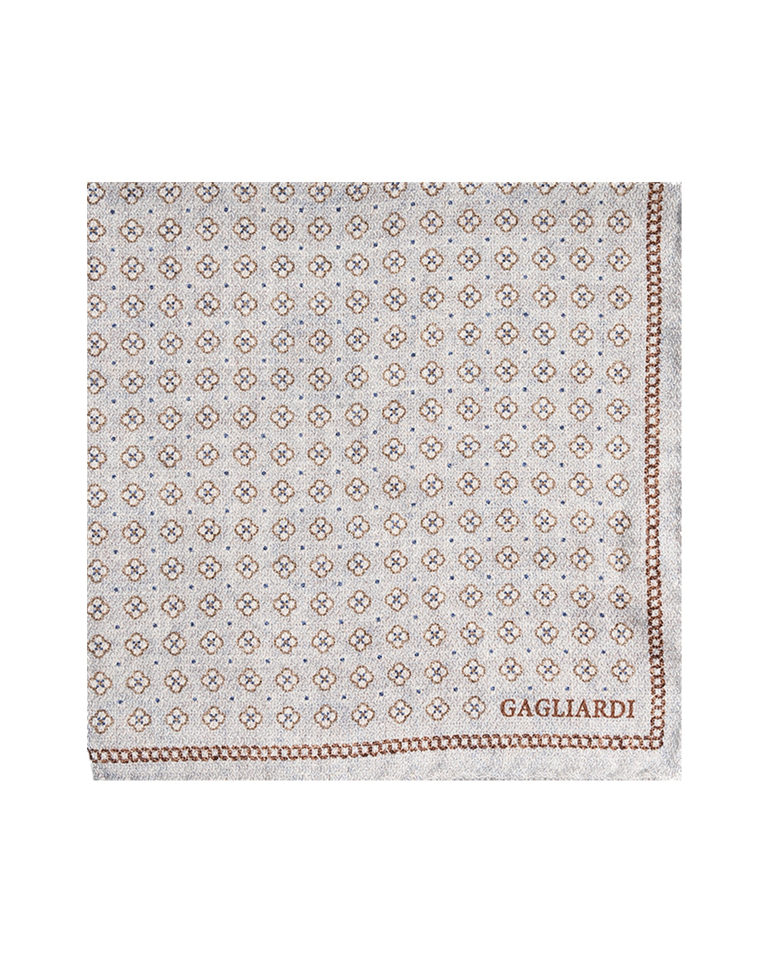 Grey Small Floral Italian Silk Double Sided Pocket Square