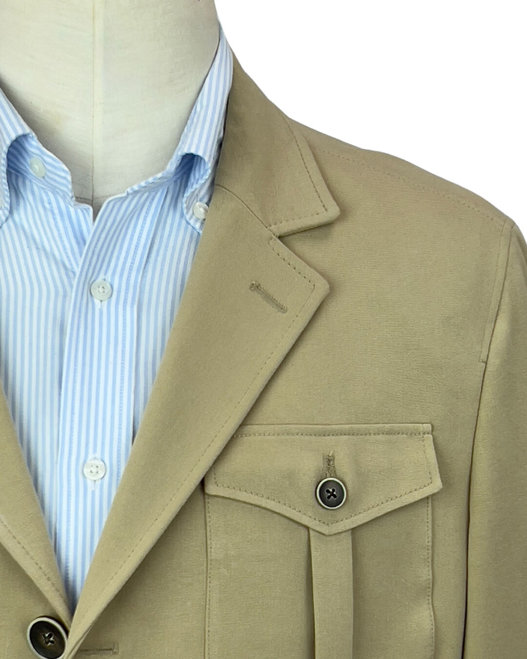 Beige Stretch Cotton Safari Jacket